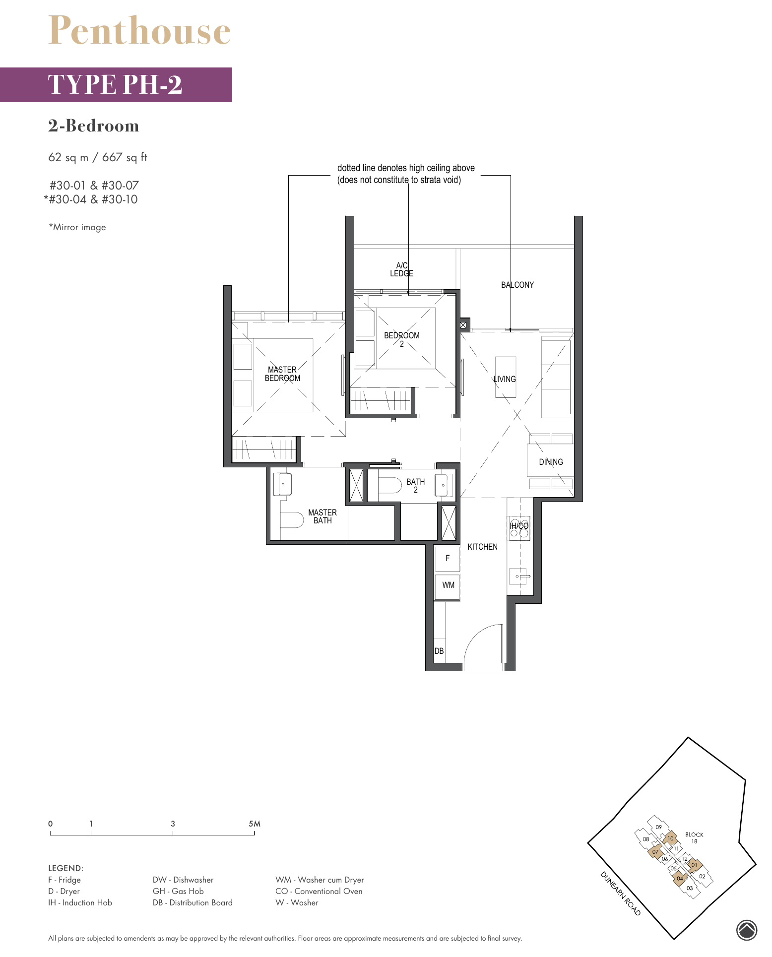 Penthouse 2-Bedroom · Type PH-2 · 667 sqft